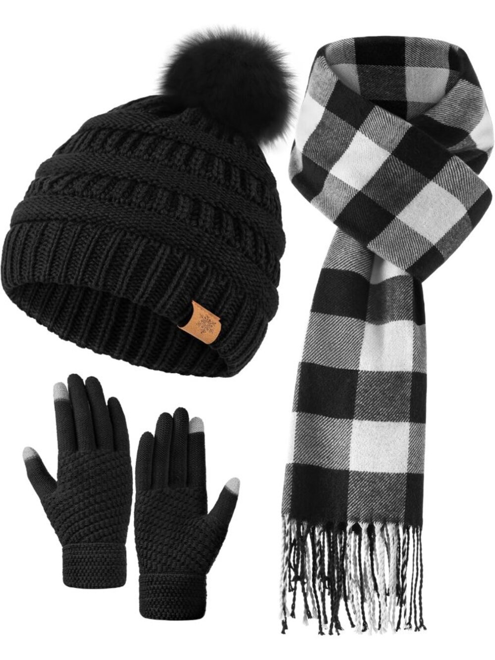Cozy Winter Beanie, Gloves & Scarf Set for Women - Fleece Lined Warmth